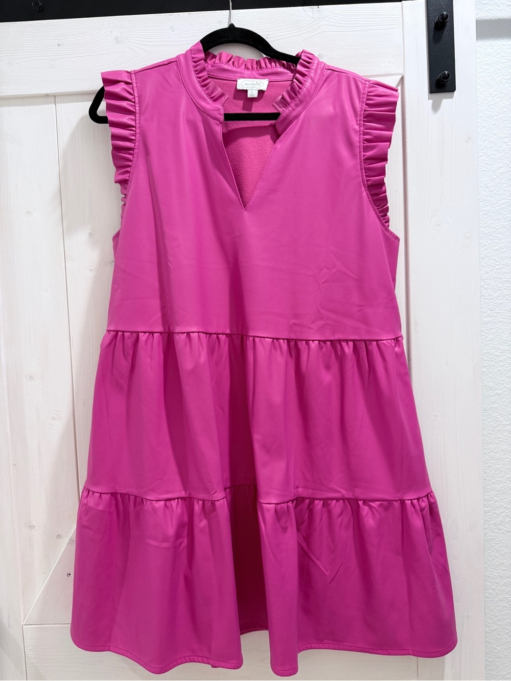 Mud Pie Hot Pink Tiered Ruffle Sleeve Dress